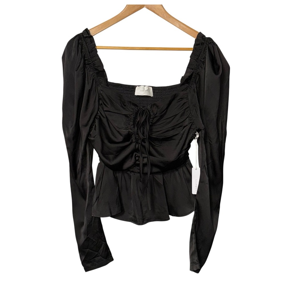 SIX / FIFTY "The Ruby" Blouse Black MEDIUM  NWT